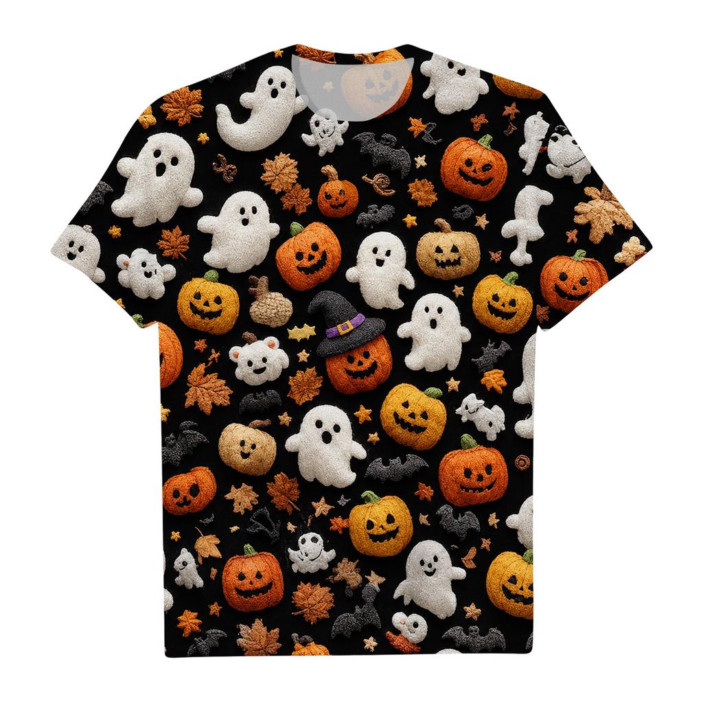 Women's Casual Loose Fit Halloween Print T-Shirt Short Sleeve Crew Neck Top Comfortable Lightweight Fabric All Over Graphic Design