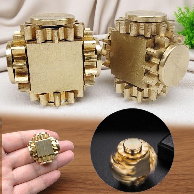 1 PCS Funny Manual Rotator Brass 4-Gear Fidget Spinner Gear  Leisure Decompression Toy Adult Relieve Anxiety Christmas Gift