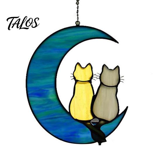 Cat Gift for Home Acrylic Hanging Pendant with Chain, Animal Ornament Window Light Translucent Wall Decor, Cute Lover Room Decoration