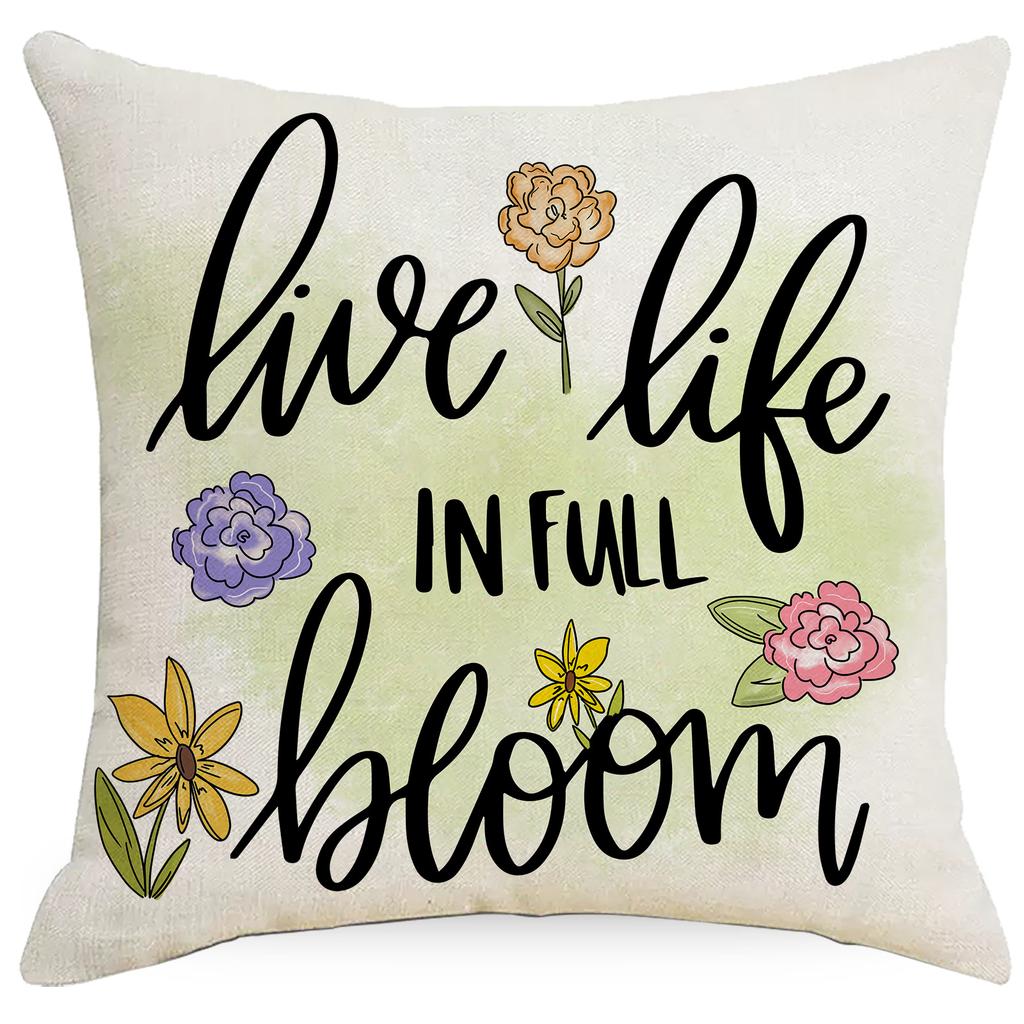 Spring Pillowcase Linen Printed Car Sofa Bedside Pillow Cushion Cover