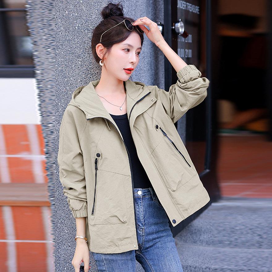 Popular explosive short coat top women's spring and autumn new loose fashion casual hooded jacket