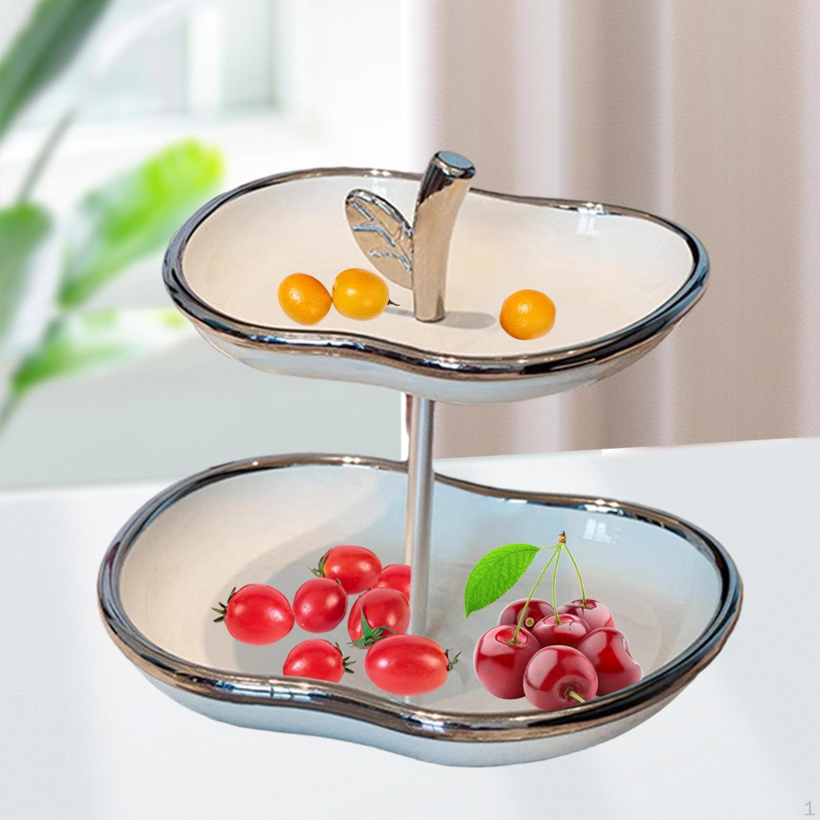 

Керамическая тарелка для закусок и фруктовница для использования на кухне, настольный дисплей White Silver