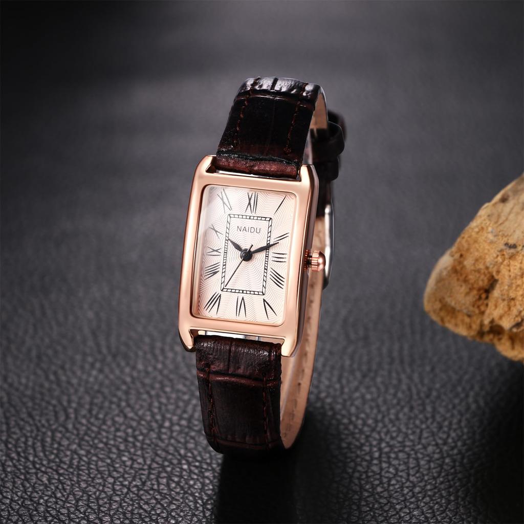 Cute Analog Watch with Roman Alphabet Leather Commuter Perfect for White or as a Gift for Her Women's Display Waterproof, Square, Strap, Watch,