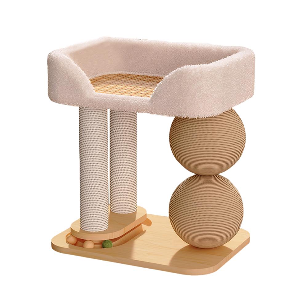 

Cute Cat Climbing Frame with Sisal Ball Cat Jumping Platform Wear Resist Integrated Sisal Bed Pet Supplies Climbing Frame