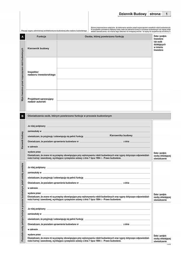 DZIENNIK BUDOWY A4 603-2 4565