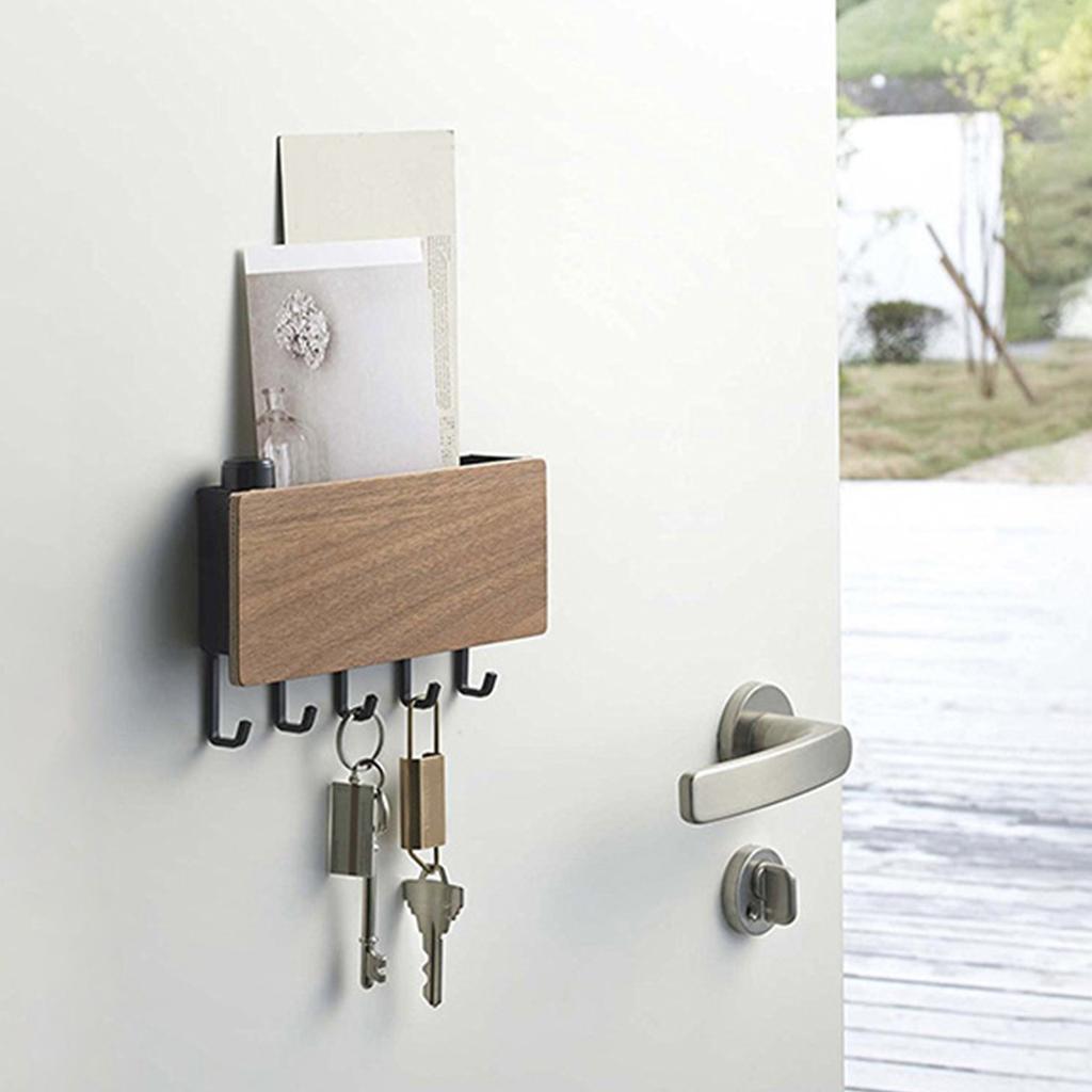 Hallway Wall Holder Wooden Punch Multifunctional Key Holder for Bag Hat Scarf