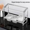 1/6 Double Layer Slanted Tray Rack with Lid for Milk Tea Shop Seasonings and Fruit Powders