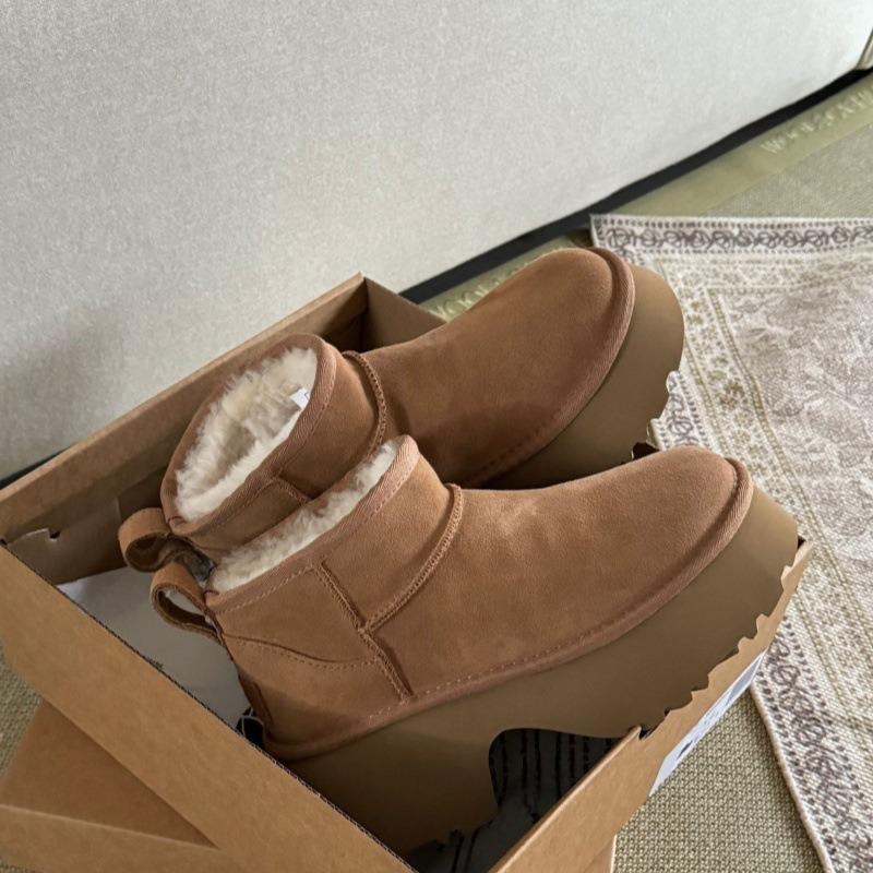 Sheepskin and fur integrated thick-soled snow boots winter new short mermaid shoes warm snow cotton women's shoes thickened