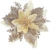 14CM Gold Glitter Christmas Flower Decoration Garland for Trees