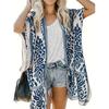 Dam Boho Chiffon Kimono Kofta, Öppen Framtill, Strandöverdrag, Casual Semesterstil, Ytterkläder för Solskydd
