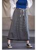 Artistic Retro Black Knit Midi Skirt with Soft Elastic Waist