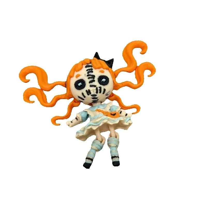 Halloween 3D Printied Double Ponytail Devil Girl Gothic Figure Alice Horror Doll Joint Movable Gift Creative Toy Table Ornament