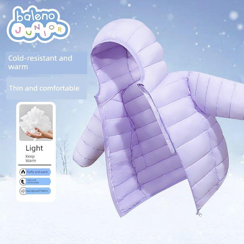 Baleno Kids Girls  Cotton Jacket Autumn/Winter 2025 New Lightweight Hooded Cotton Coat for Girls Winter Wear Purple # Solid Color 150