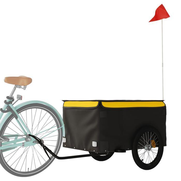 VidaXL Remorque de vélo noir et jaune 45 kg fer 94092