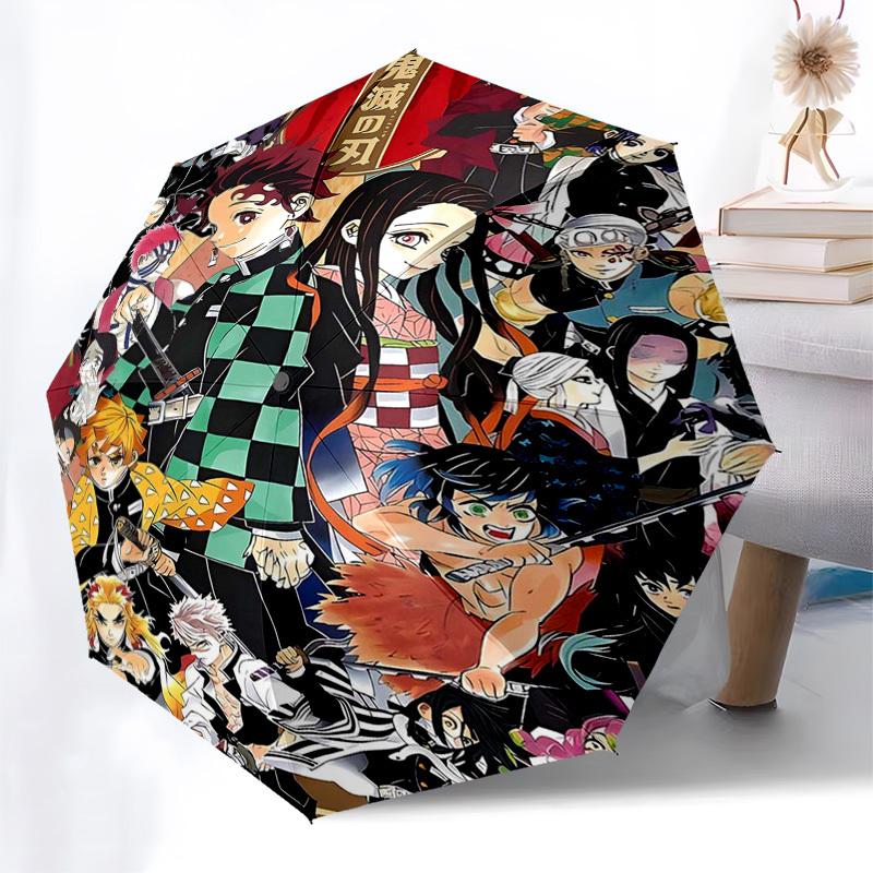 1pc Demon Slayer: Tanjiro Kamado Outdoor Umbrella - Automatic Opening/Closing, Portable 3-Fold Design with 8-Rib Iron Frame - Perfect Gift for Fans, T