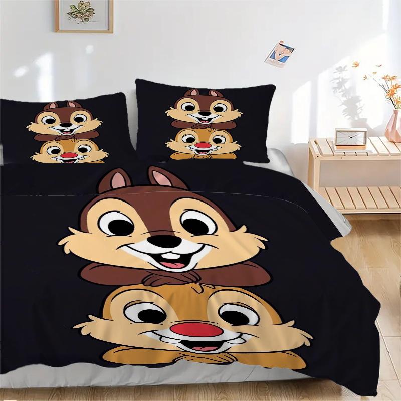 

3pcs Good Brothers Chip & Dale Design Quilt Cover Set (1 Quilt Cover + 2 Pillowcases Without Pillow Core), High-Definition Printing for Home and 135x200cm