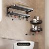 JINGRUIXIANG No-Drill Space Aluminum Bathroom Towel Rack & Shelf Set