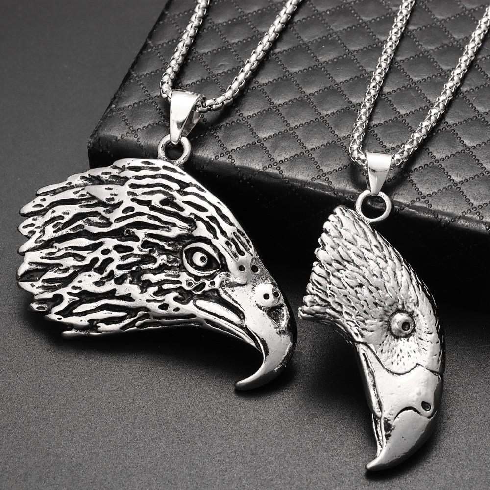 Retro Eagle Animal Pendant Necklace Trendy Men's Hip Hop Necklace Accessories