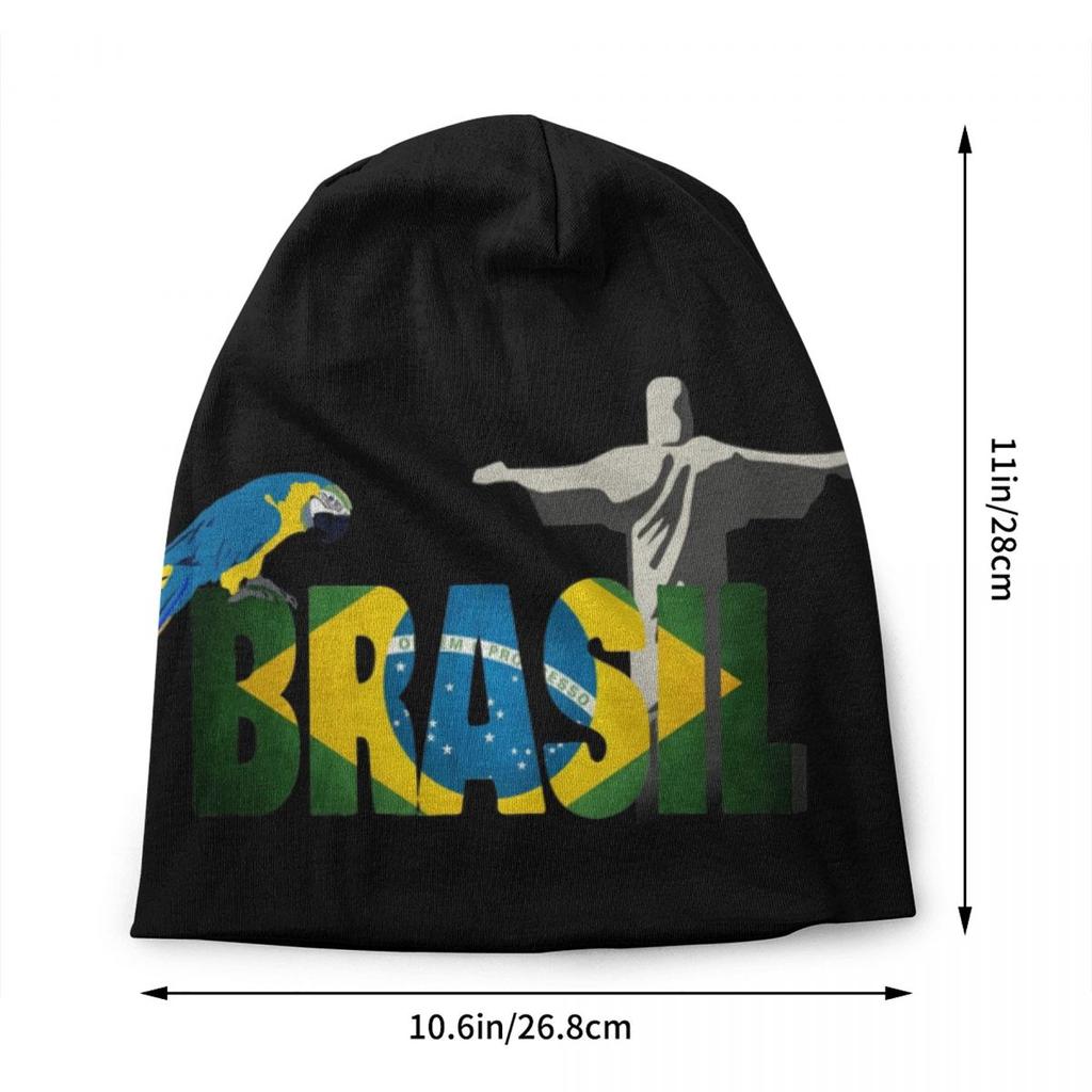 Custom Flag Of Brazil Skullies Beanies Caps Streetwear Winter Warm Unisex Women Knitted Hats Adult Unisex Bonnet Hats