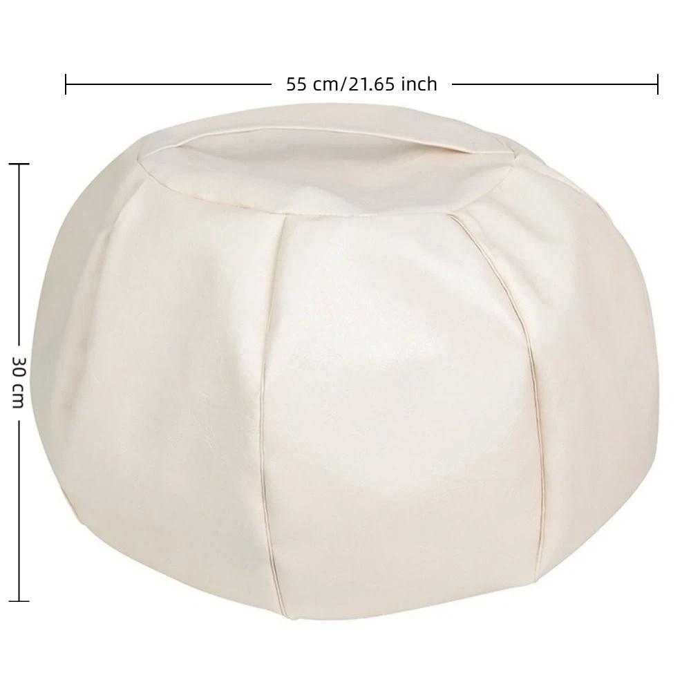 Round Pumpkin Pouf Cover Large Capacity Seat Cushion Cover Accent Stool Footstool Cover  Lounge
