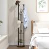 Rotating Floor Coat Rack with 8 Hooks and 4 Shelves in Industrial Style, diameter 30x175cm, Brown