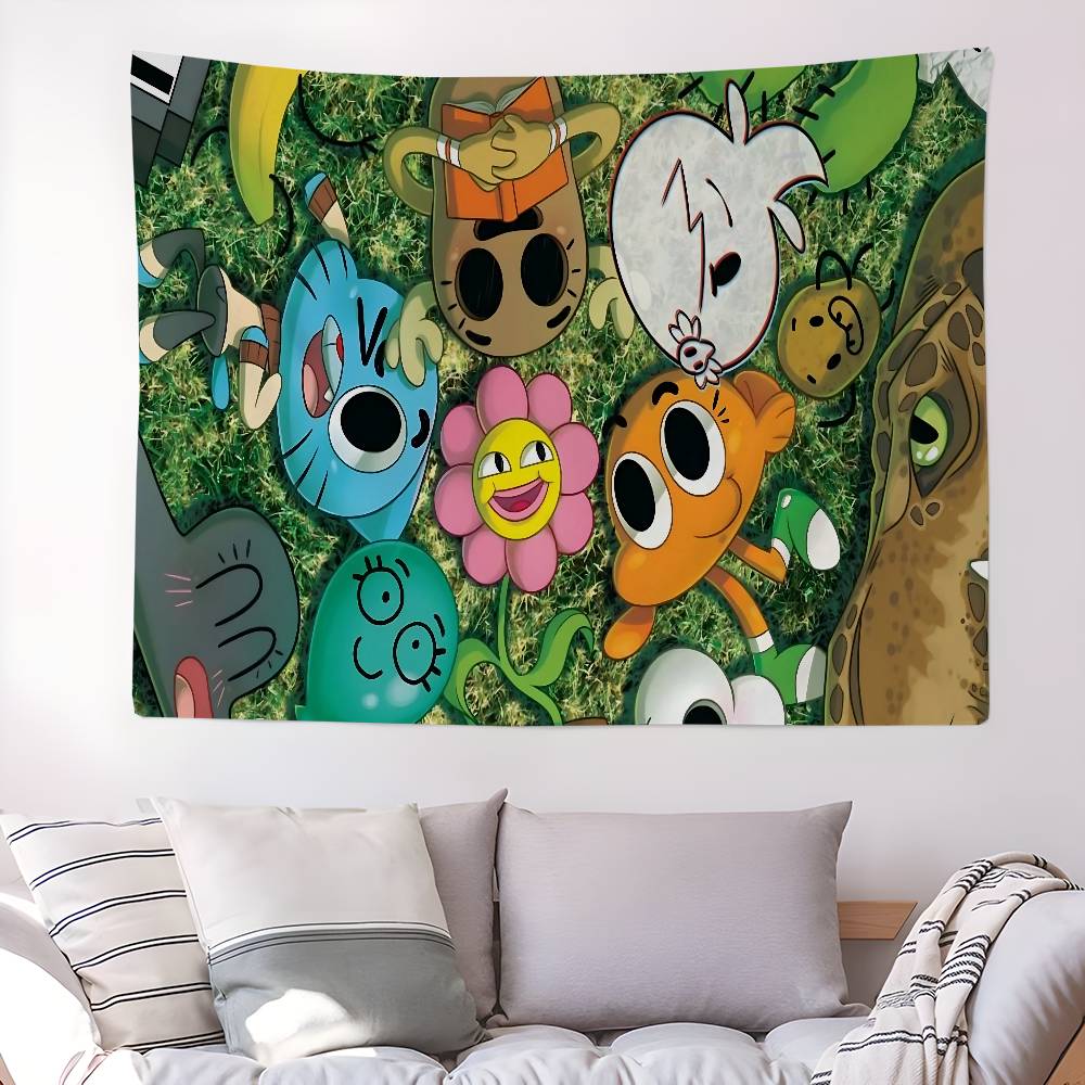 The Amazing Funny Wworld Of Gumball Colorful Tapestry Wall Hanging Hanging Tarot Hippie Wall Rugs Dorm Wall Art Decor