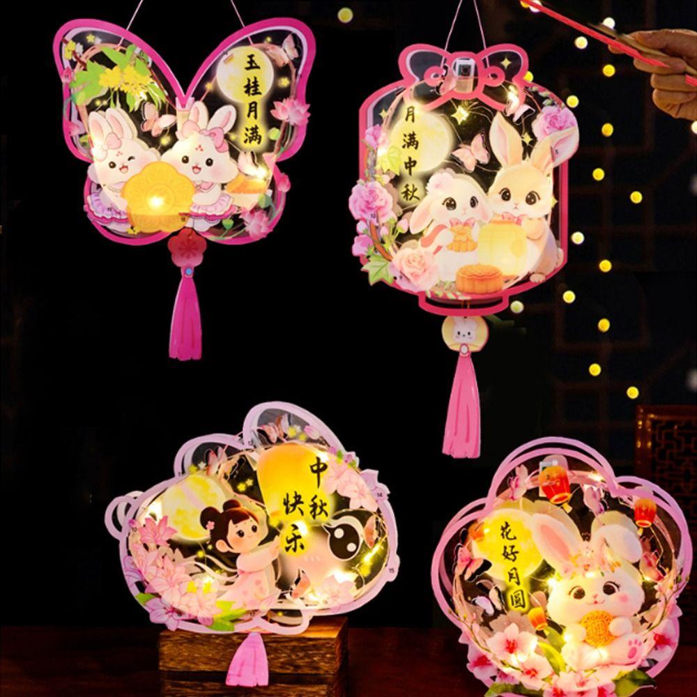 Portable Chinese Rabbit Lantern Traditional LED Lantern Toys Handheld Paper Lantern  New Year