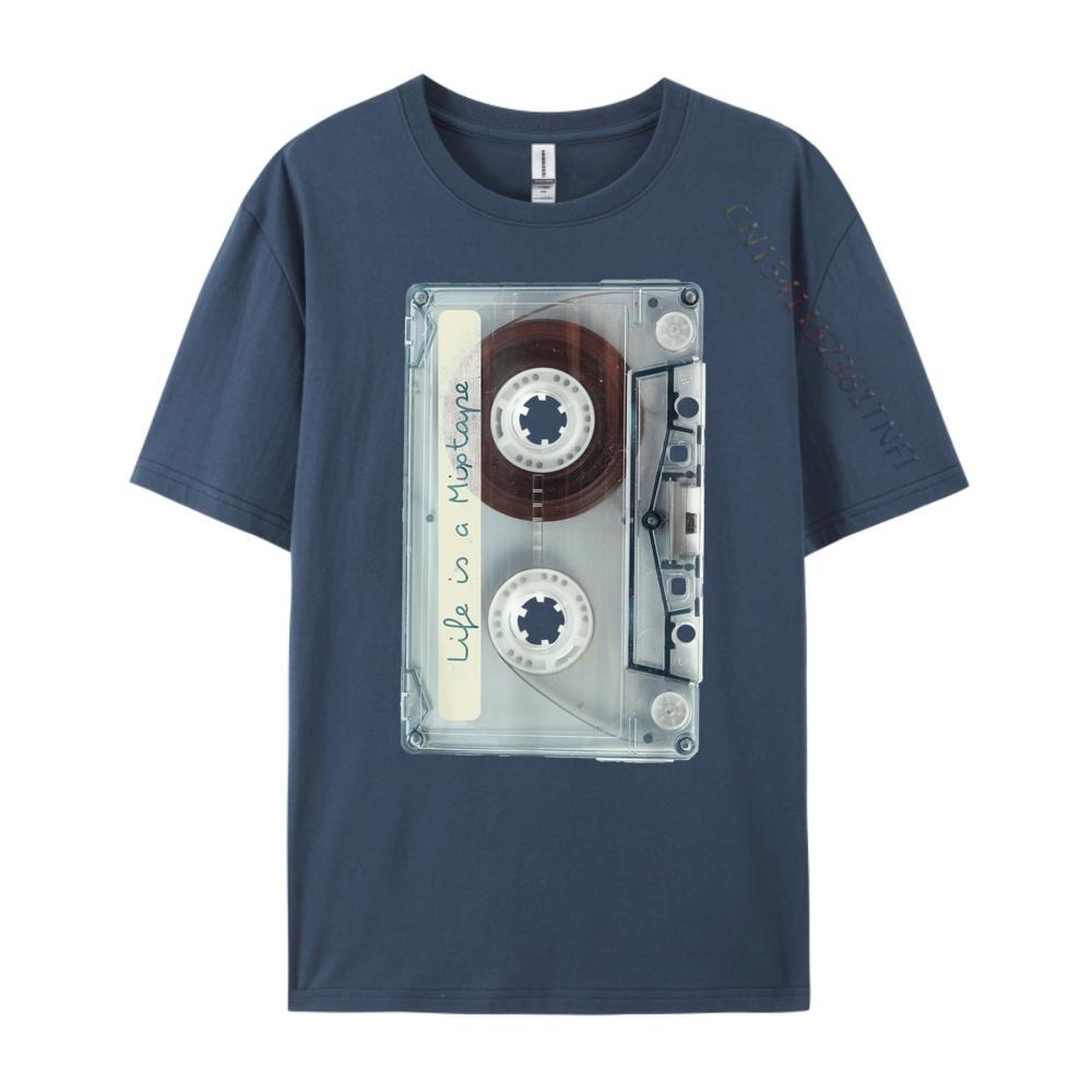 Life Is A Mixtape Old School Tape Cassette Printed T-Shirt Male T-Shirt Graphic Cotton Short Sleeve