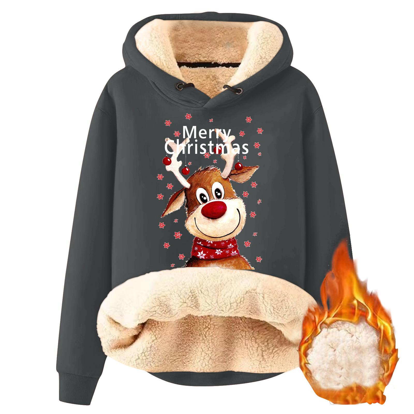 

Женский модный плюшевый и утолщенный теплый свободный пуловер с капюшоном с капюшоном M