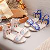 New Girls' Sandals Summer New Versatile Ethnic Style Princess Shoes, Big Children's Tassel Soft Sole Student Roman Shoes Flat