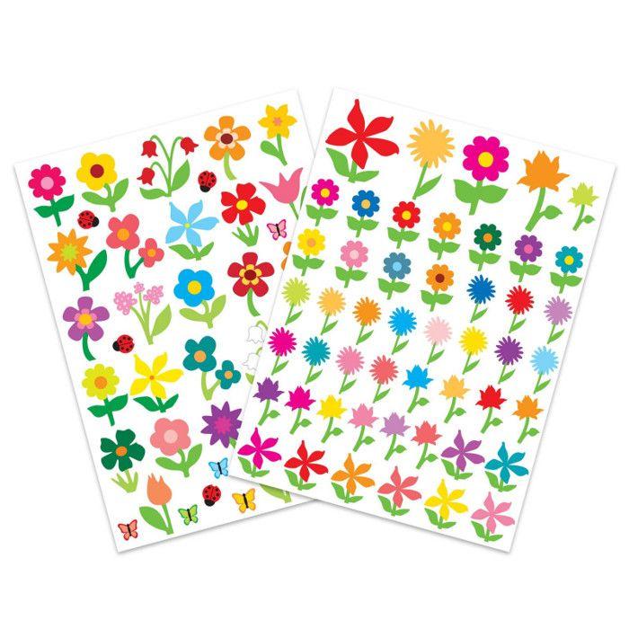 Gommettes fleurs - CTOP - 87 pièces - Assortiment de couleurs - Pour enfants - Mixte