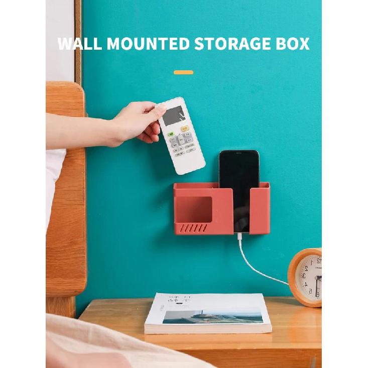 1PC Wall-Mounted Remote Control Storage Box Rack Non-Punching for TV Air Conditioning Mobile Phone Charging Organizer Cup Holders 5