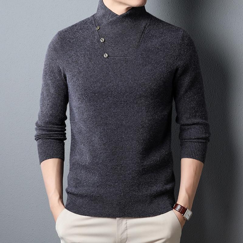 2025 Men s Winter Korean Style Thick Knit Half-High Neck Sweater M
