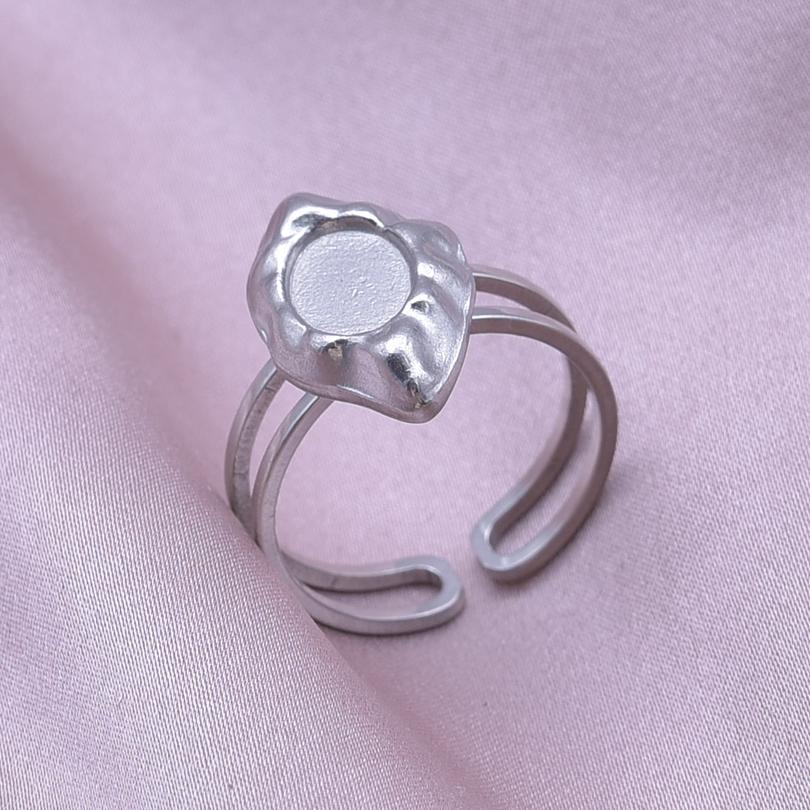 Klassisk Retro Öppningsbar Justerbar Ring Oregelbunden Geometri Hjärta Ellips Vattendroppe Glänsande Rostfritt Stålringar Semesterpresent