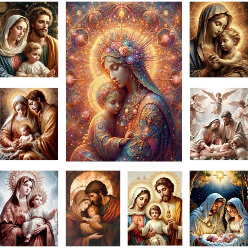 Maria und Jesus Leinwandgemälde Jungfrau Christus Luxus Wandkunst Christliche Religion Poster und Drucke Wohnzimmer Heimdeko