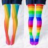 Rainbow Multicolor Striped Print Over the Knee Stockings for Women Carnivals Parties Anime Thigh High Long Socks Hosiery