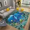 Underwater World Sea Dolphin Turtle Coral Rug for Bedroom Living Room Sofa Home Doormat Decor,Kids Non-slip Floor Mat  Rugs