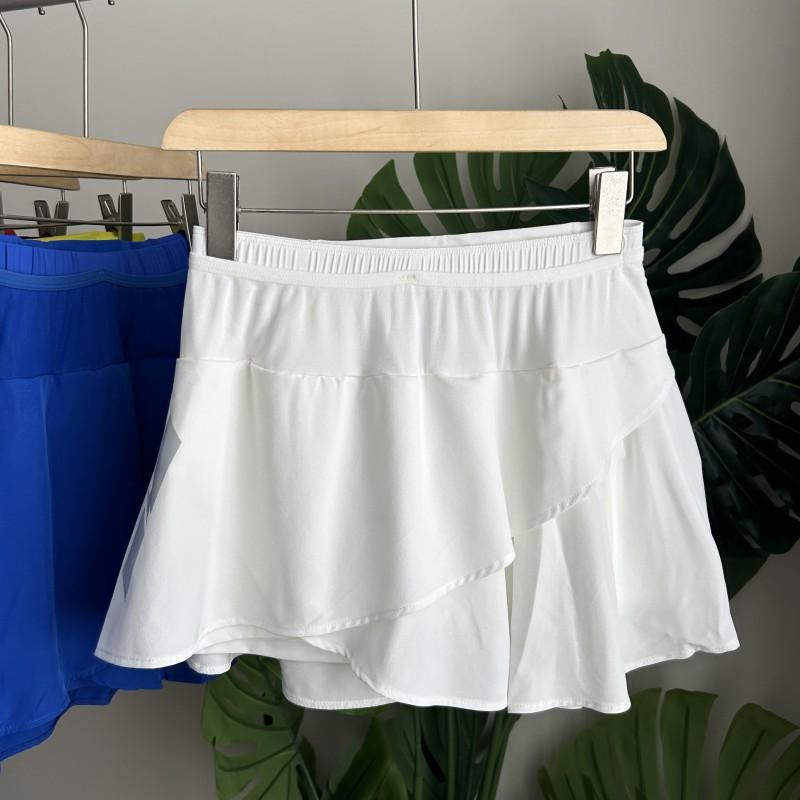Womens High-Waisted Sport Skort With 6 Pockets Quick-Dry Irregular Hem Running Tennis Training Skirt
