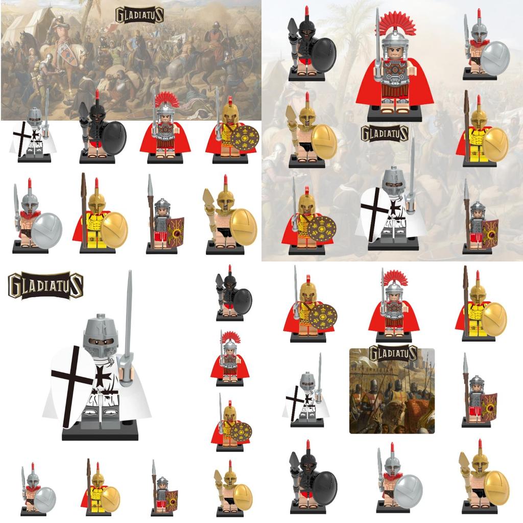 Premium Plastikbausteine Spielzeug X0164 Antike Römische Spartanische Kreuzfahrer Figuren Set X643-650