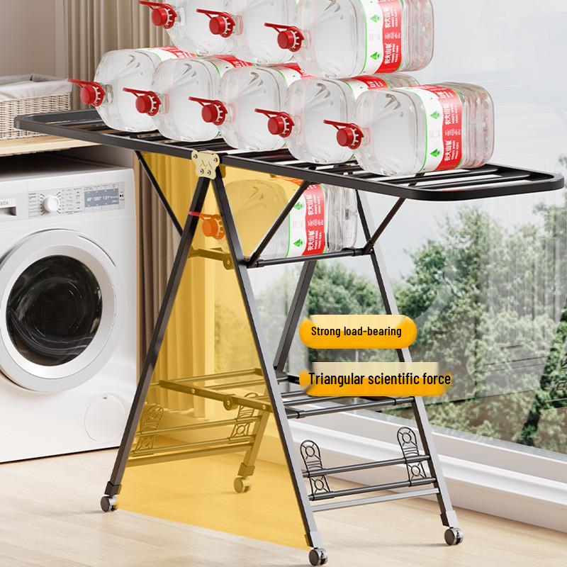 Foldable Wing-Shaped Clothes Drying Rack for Indoor/Outdoor Use