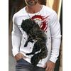 Vintage Men's Long Sleeve T-Shirt 3d Print Shirts Fashion Animal Wolf Graphics Clothing Sleeve Tops Men Oversized Streetwear Top