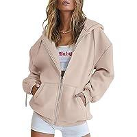 Women's Hoodies Teen Girls Autumn Oversized Sweatshirts Casual Drawstring Clothes Zipper Sweatshirts Spot