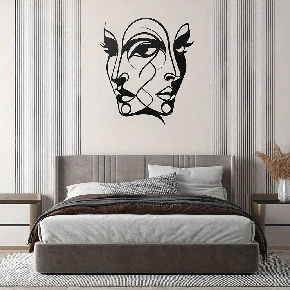 1 Piece Of Classic Abstract Female Face Metal Wall Art, An Original Pattern Sculpture, An Elegant Wall Decoration