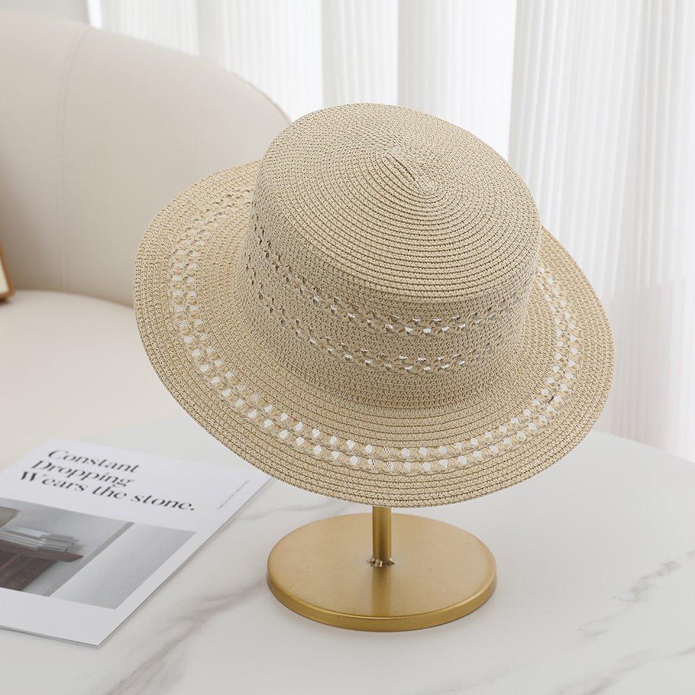 Spring and Summer New Outdoor Fashion Flat Top Straw Hat Female Internet Celebrity Live Broadcast Visor French Elegant Hat