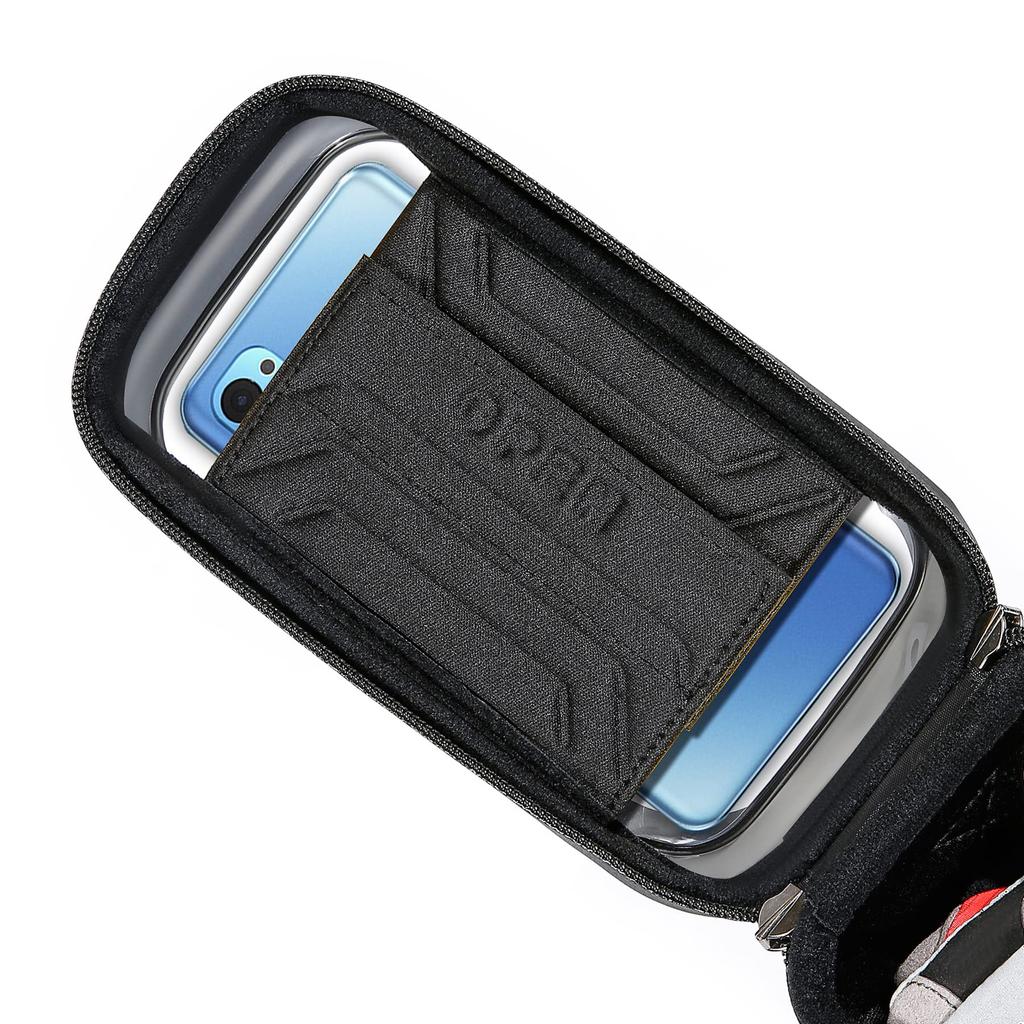 WILD MAN 1L Vodotěsná brašna na rám kola s dotykovou obrazovkou na přední trubce, Ideální pro horská a silniční kola a MTB cyklistiku (E12, Černá)