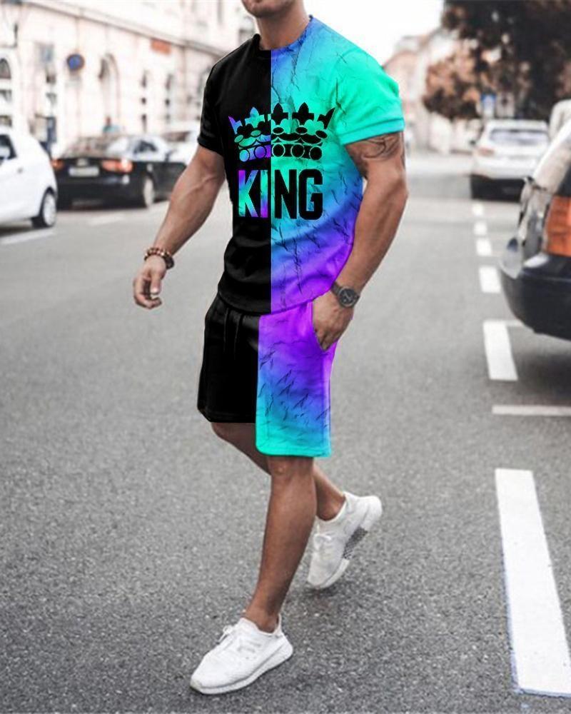 Summer Men T-shirt Sets For Male Sport Tracksuit Vintage Short Sleeve SHirt Shorts Pants Suit 3D Print Oversize Two Piece Outfit