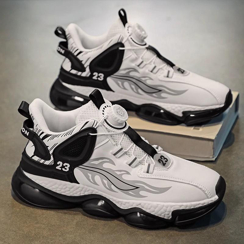 Rotating button winter new shock-absorbing running sneakers soft-soled casual dad trendy shoes