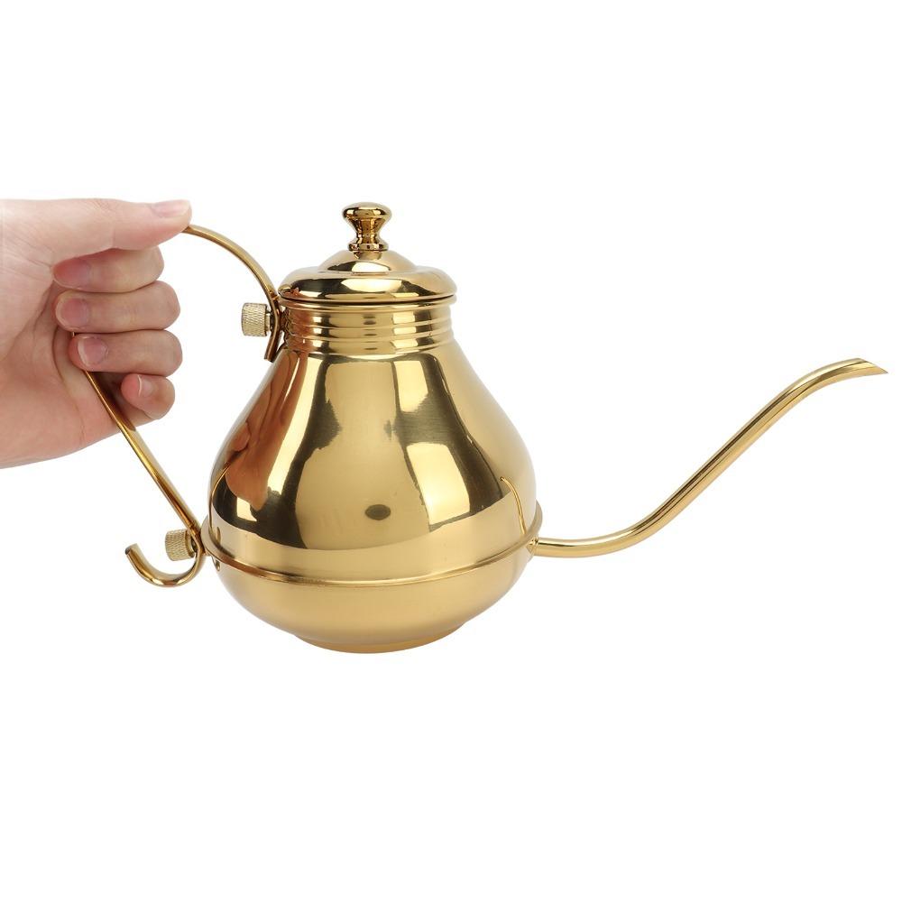 Stainless Steel Construction Coffee Drip Kettle Ergonomic Handle Stainless Steel Teapot Travel Use