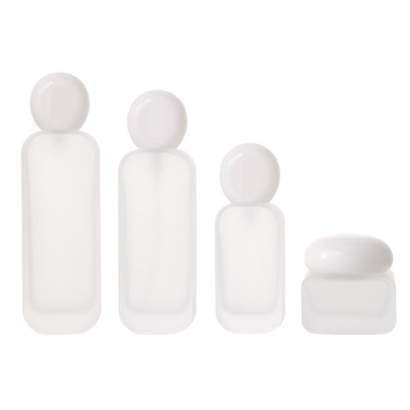 50ml Frosted Glass Refillable Skincare Bottle for Lotion/Essence