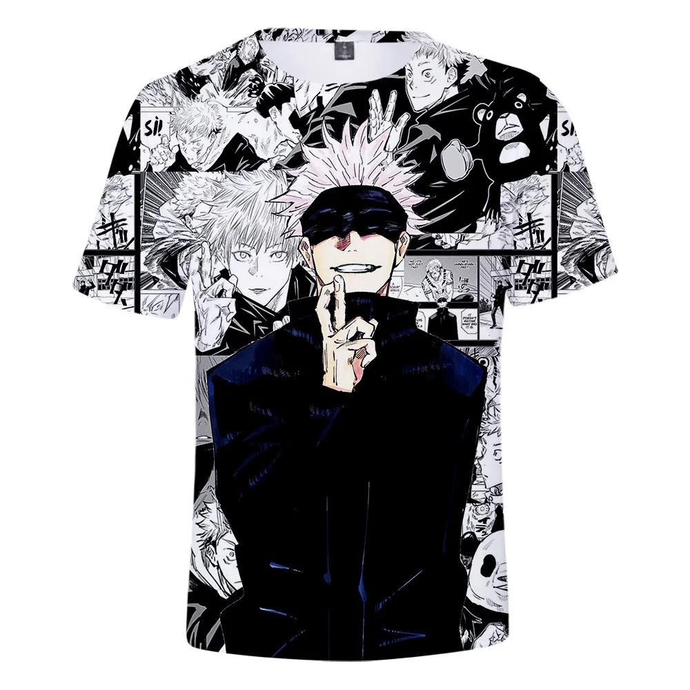 Summer Round Neck 3D Japanese Anime Jujutsu Kaisen Gojo Printed Top Fashionable Casual Short Sleeved Children's Boy T-shirts